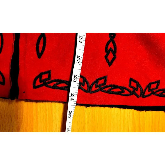 Coldwater Creek Jacket L Faux Suede Embroidered Full Zip Red Artsy Fleece Lined - Picture 10 of 11